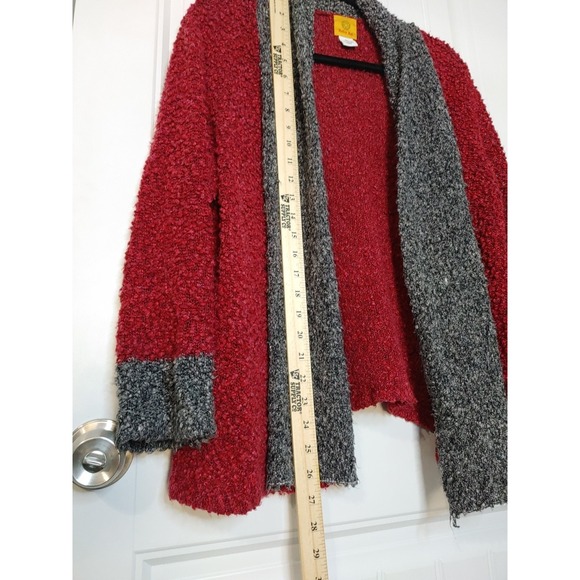 Ruby Rd. Women's XL Open Burgundy Gray Knit Cardigan Sweater Light Weight BoHo - Picture 5 of 7